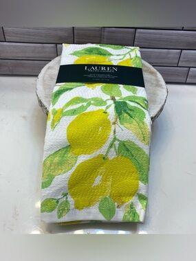 Ralph Lauren Lemon Print Kitchen Towel in Yellow and Green